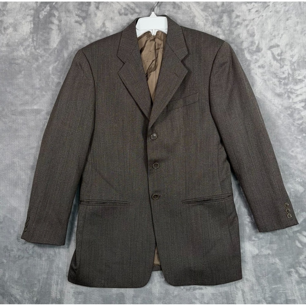 Armani Collezioni Suit Jacket Blazer Mens US 38S Short Brown Herringbone Wool